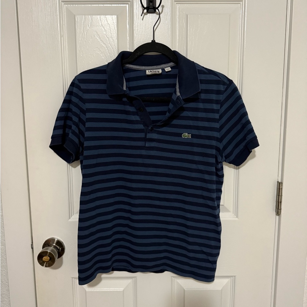 Lacoste Blue and Navy Striped Polo